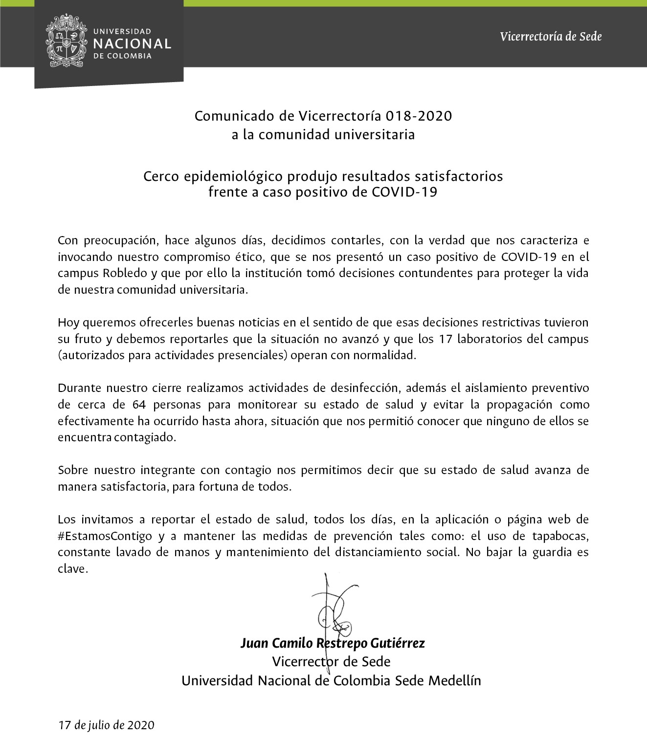 17 07 2020 Comunicado de Vicerrectoria 018 2020jpg
