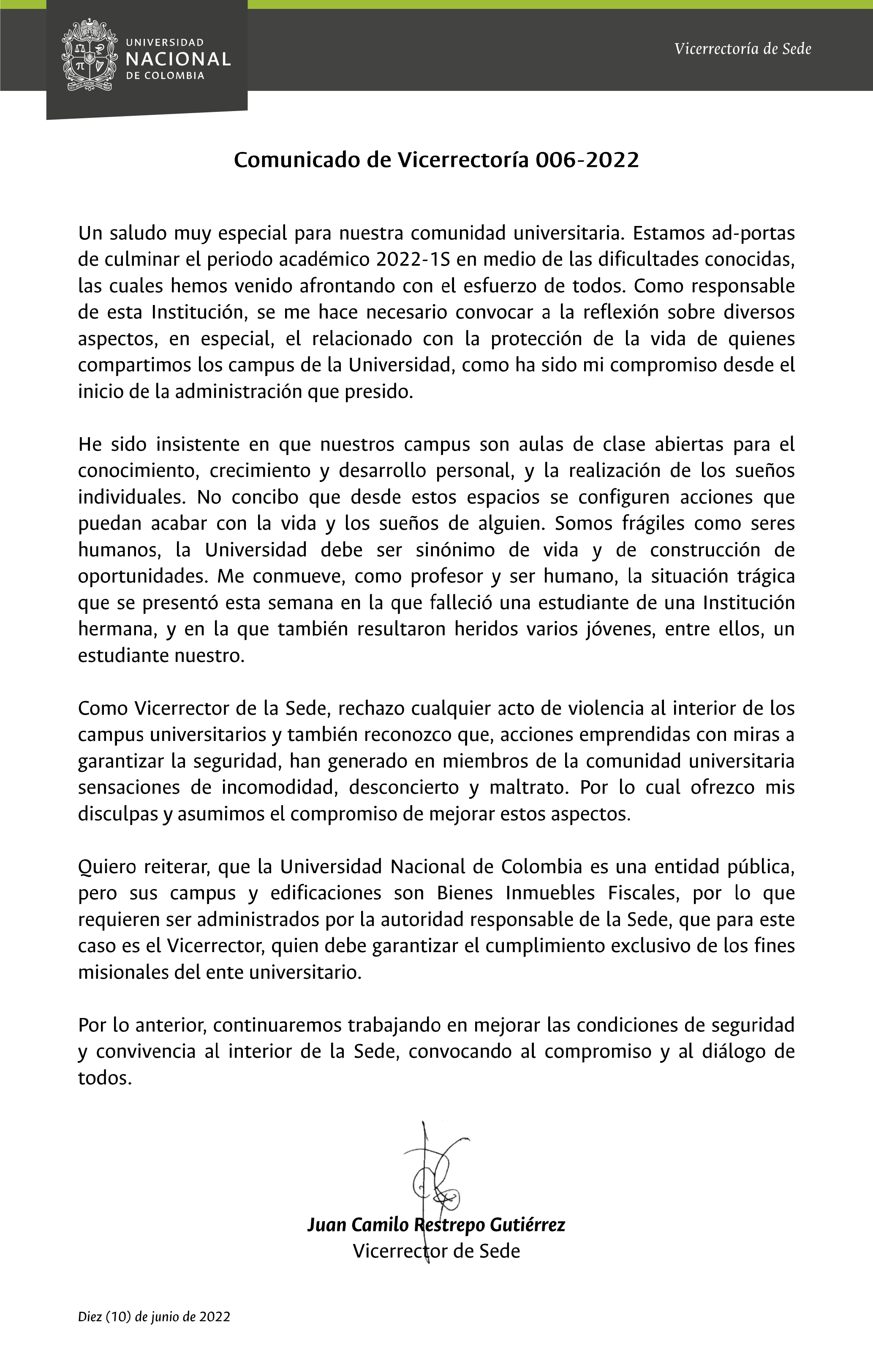Comunicado 006 de 2022