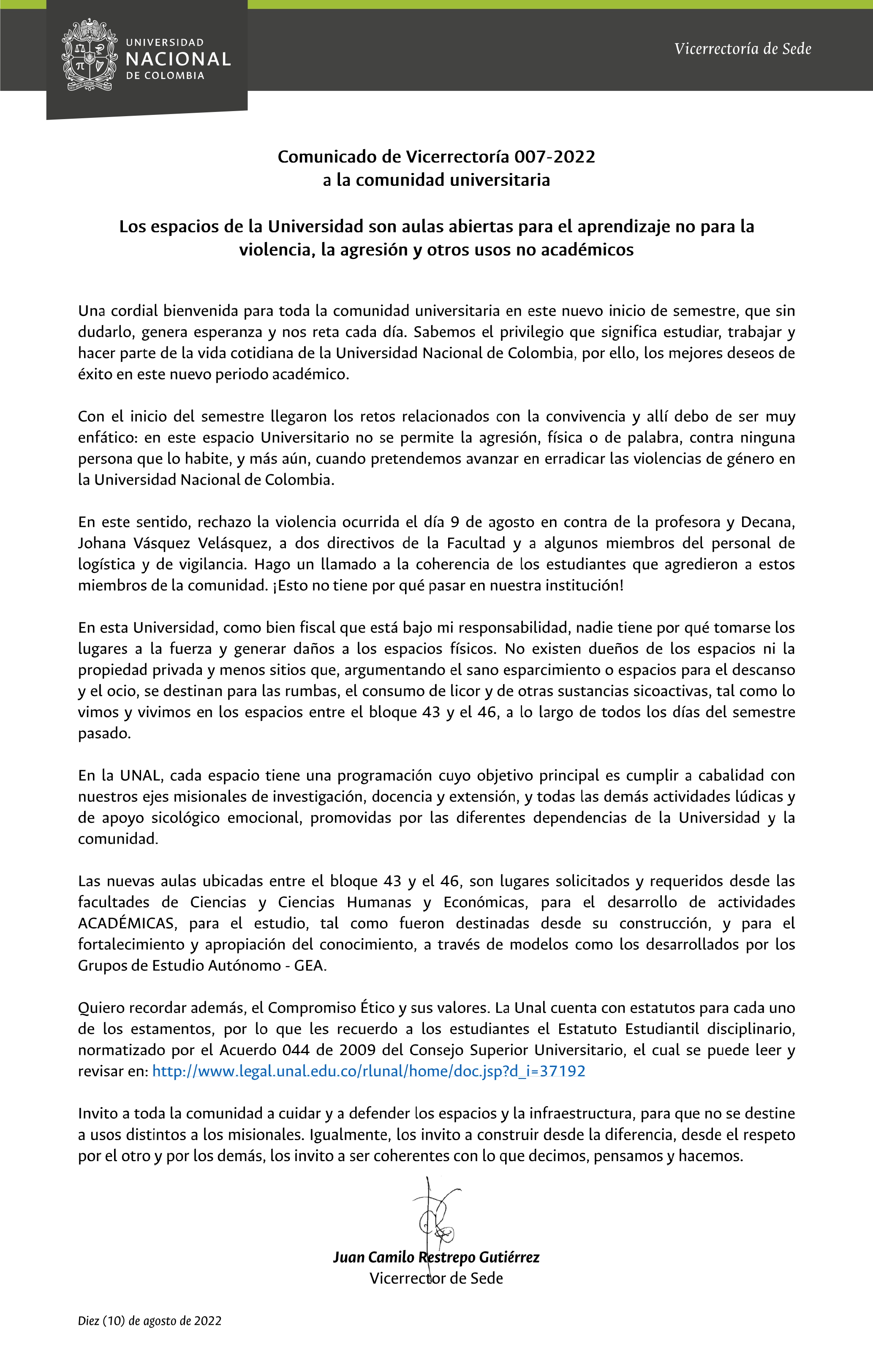 Comunicado 007 de 2022