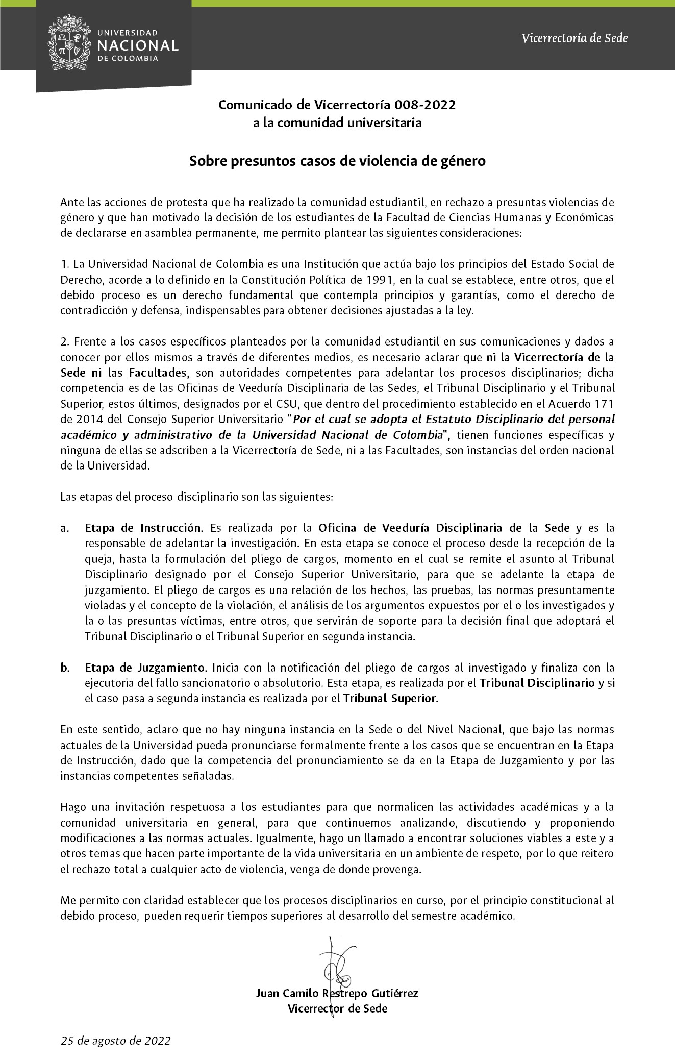 Comunicado 008 de 2022