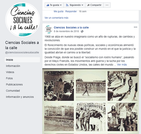 La iniciativa busca construir análisis crítico de la realidad. Tomado de Facebook Ciencias Sociales a la Calle.