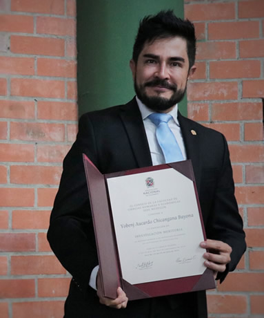 Entre los reconocimientos que ha recibido en la UNAL está la distinción del Consejo de Facultad en la categoría Investigación Meritoria (2019).