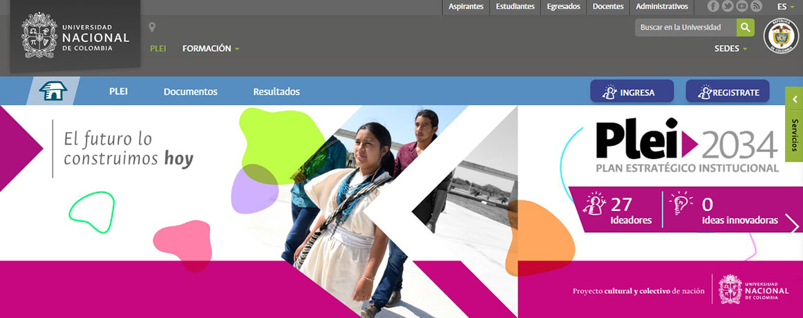 Toda la información sobre el Plan Estratégico Institucional 2034 puede ser consultada en http://plei2034.unal.edu.co/