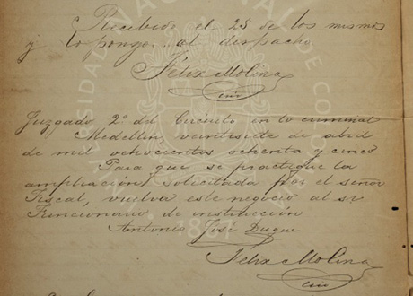 El 5 de julio de 1885, el cura Rafael María González, certificó que Domingo Amaya, el acusado, había muerto. Foto: cortesía.