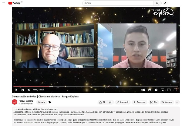 A la conferencia virtual del Parque Explora hubo nutrida asistencia. Foto: Reproducción.