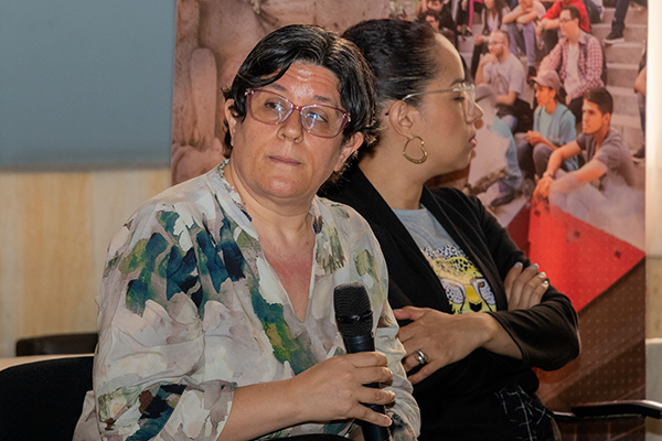 En los Dialoguemos organizados por la Vicerrectoría participaron la vicerrectora, Laura Carla Moisa Elicabide, y la secretaria de Sede, Doris Gómez Osorio. Foto de la Oficina de Comunicaciones de la Facultad de Minas.