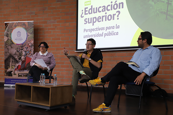 El Foro ¿Educación Superior? contó con la participación de la vicerrectora de la UNAL Medellín y del ministro y el viceministro de Educación. Foto Unimedios.