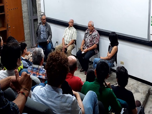 De izquierda a derecha: Jorge Peláez, Ramiro Fonnegra, Álvaro Cogollo y Ana Cristina Pareja. Foto: Unimedios Medellín.