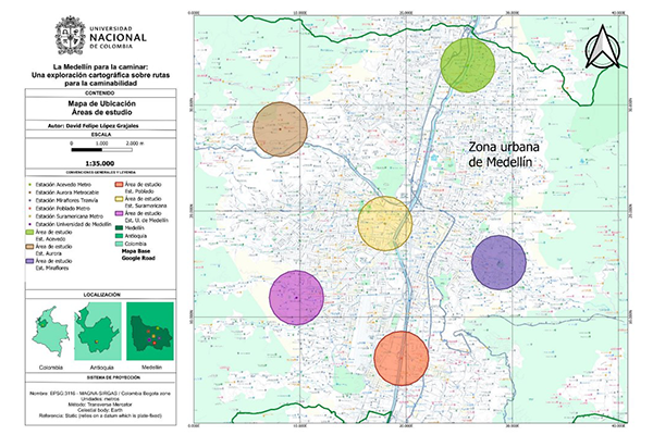 Mapa con las ubicaciones que fueron consideradas como áreas de estudio. Foto cortesía