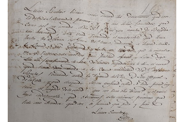 Presentación de Lucas Sánchez “Público, oficial y libre”. “Solicitud de libertad de unos esclavos, prometida por su ama antes de morir”. Archivo Histórico Judicial de Medellín, Laboratorio de Fuentes Históricas, Universidad Nacional de Colombia Sede Medellín, doc. 3029, f. 168